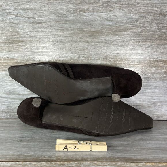 STUART WEITZMAN Women’s Dark Brown Strappy Suede Leather Pumps Heels Size 9.5 N - Picture 8 of 9